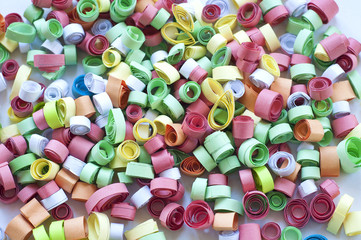 quilling, blank for quilling, the process of creating a child of quilling. Film Texture & Unfocused