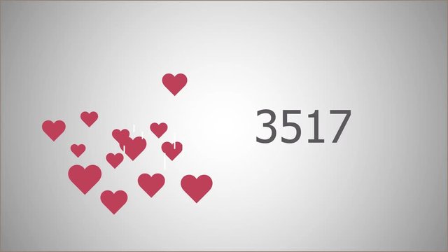 4K video of Counting 10 000 likes with hearts in flat style. Animation for social network and other.