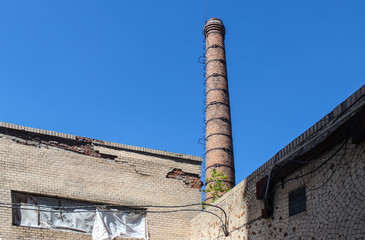The background of the thrown boiler building is thrown