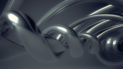 Beautiful gray seamless background with three-dimensional shapes and waves. 3D illustration, 3D rendering.