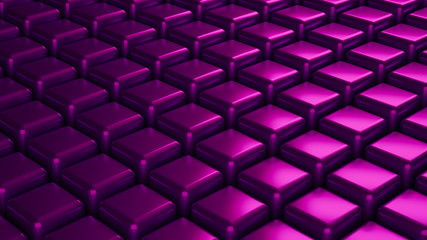 Dark background with pink cubes, 3d illustration, 3d rendering.