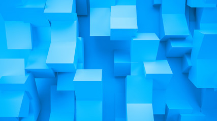 Azure abstract background with cube shapes, 3d illustration, 3d rendering.