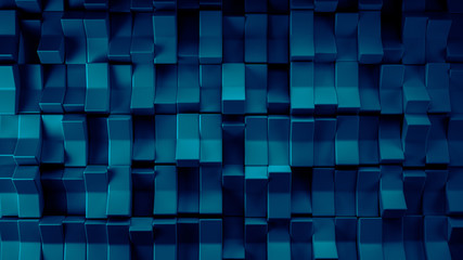 Dark, azure, blue and green background with three-dimensional shapes, 3d illustration, 3d rendering.