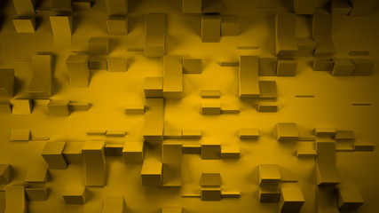 Yellow abstract background with three-dimensional shapes, 3d illustration, 3d rendering.