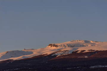 Alpenglow Over Andes Mountains In Patagonia