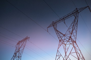 The evening electricity pylon silhouette
