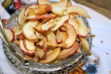 dried apples in the decorate vase