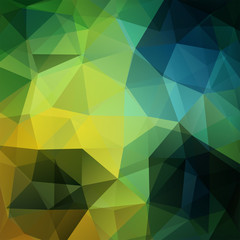 Background made of yellow, green, blue triangles. Square composition with geometric shapes. Eps 10