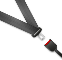 Seat Belt icon isolated on white background. Safety of movement on car, airplane. Protection driver and passengers. Fastened buckle symbol.