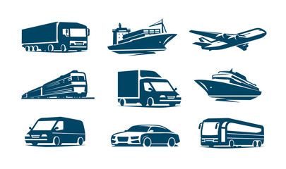 Transport icon set. Transportation symbol. Vector illustration - obrazy, fototapety, plakaty