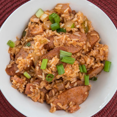 Cajun jambalaya with andouille sausage, chicken and tasso 