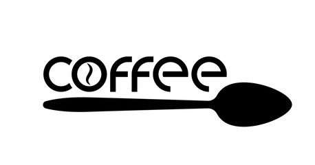 Logo or emblem of coffee with a word and a spoon