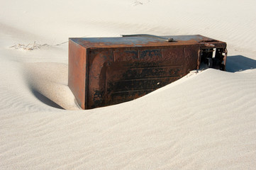 rust sand old refrigerator beach
