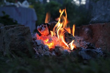 Camp fire in the night