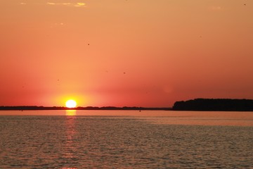 Beautiful sunset on the river