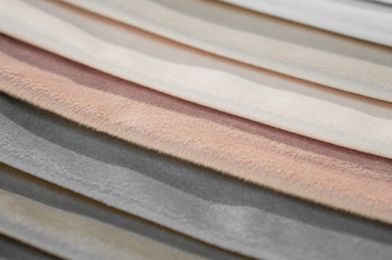 Catalog of multicolored cloth from matting fabric texture background, silk fabric texture, textile industry background