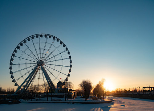 Montreal Observation Wheel at Sunrise in the Winter