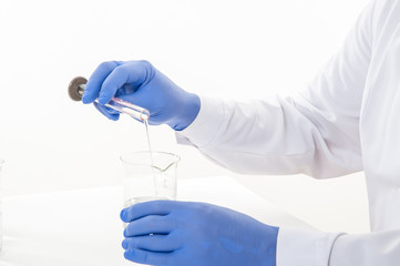 laboratory equipment / laboratory equipment on a laboratory table on a white background during the experiments
