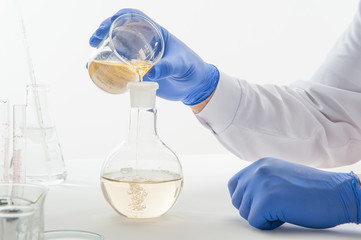 laboratory equipment / laboratory equipment on a laboratory table on a white background during the...