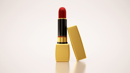 Lipstick on a white background. Bottle, style, makeup, lips, beauty, make-up, facials. Cosmetics.