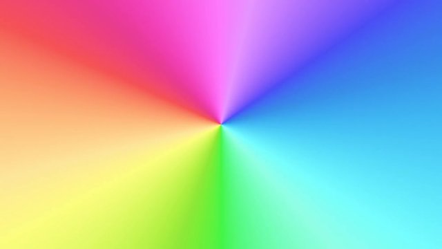 Shiny spinning colorful gradient in multiple colors rotating in a CGI high definition multicolor background with assorted colors of red pink purple blue green and yellow in a motion video clip