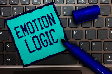 Word writing text Emotion Logic. Business concept for Heart or Brain Soul or Intelligence Confusion...
