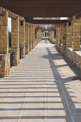 Modern archway path in Tarragona, Catalonia, Spain