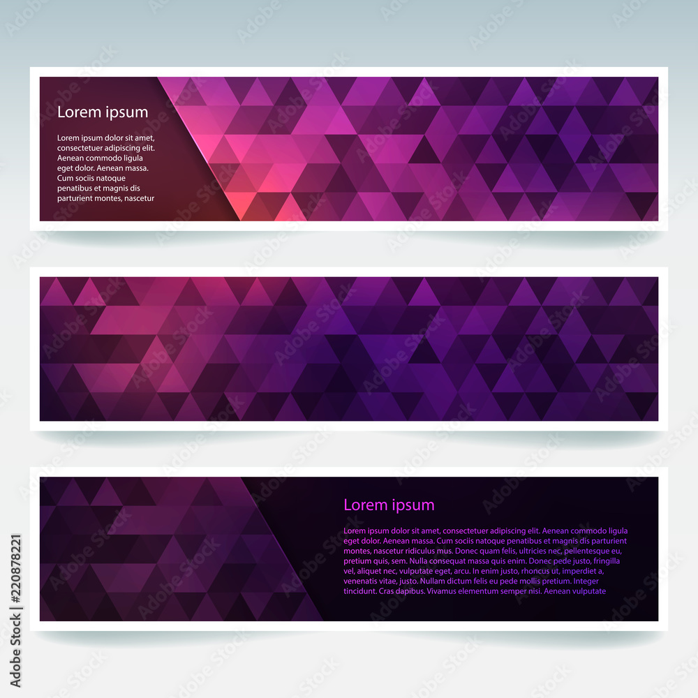 Poster set of banner templates with abstract background. modern vector banners with polygonal background. p