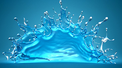 Splash water. 3d illustration, 3d rendering.