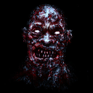 Scary demon bloody face illustration