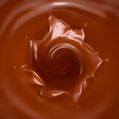 Tasty, sweet chocolate splash isolated. 3d illustration, 3d rendering.