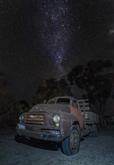 Fototapeta na wymiar Old Truck w/ Starry Sky (Beltana, Australia) 