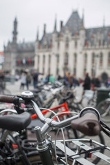 Bikes in the city center of Brugge, Belgium