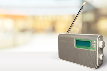 Old retro radio  on background