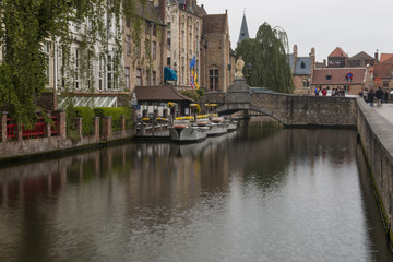 Fototapeta na wymiar Bruges (Brugge) cityscape with water canal, Flanders, Belgium