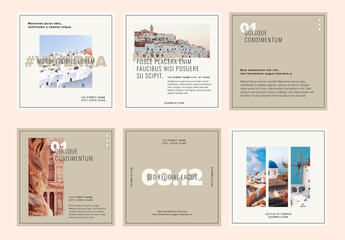 Social Media Post Layout Set with Tan Accents
