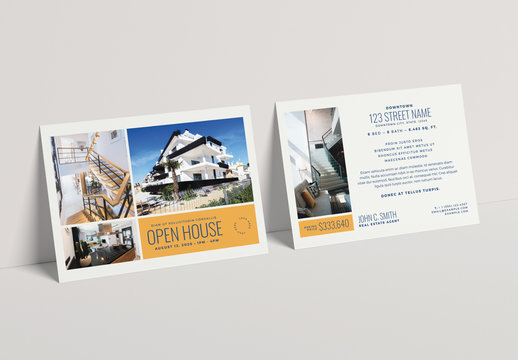 Real Estate Postcard Layout with Yellow Accents