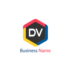 Initial Letter DV Logo Template Design