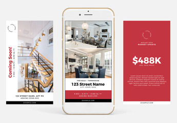 Realtor Social Stories Post Layout Set with Red Accents