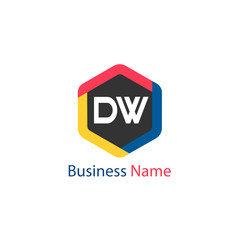 Initial Letter DW Logo Template Design