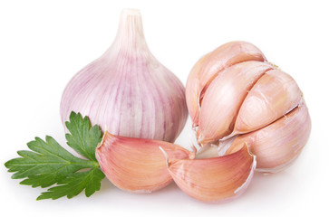 Fresh garlic on white background