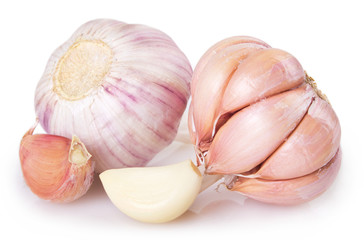 Fresh garlic on white background