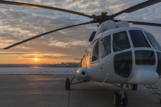 North Korean Mil Mi-17 Helicopter by the Sunset