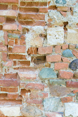 Rough old brick and stone wall texture