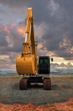 escavator in front view