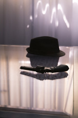 Pistol gun on table in room