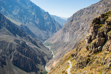 Panoramic view of peruvian canyon Colca , Peru.
