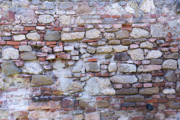 Rough old brick and stone wall texture