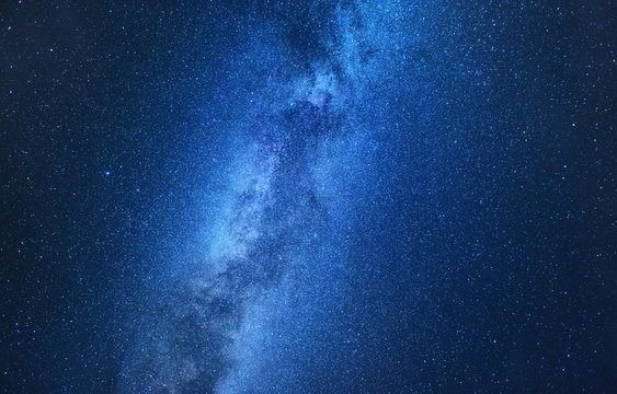 Milky Way. Night sky with stars as a background. Natural compositon at the night time. Milky way on the dark sky at the night time. © Biletskiy Evgeniy