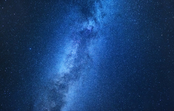 Milky Way. Night sky with stars as a background. Natural compositon at the night time. Milky way on the dark sky at the night time. © biletskiyevgeniy.com